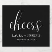 Hochzeit Minimalistisch, einfach Schwarz und Weiß Schaumweinetikett (Einzelnes Label)