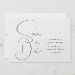 Hochzeit Minimalistisch Einfache Graue Kalligrafie Save The Date