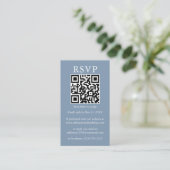 Hochzeit Minimalistisch einfache QR UAWG Dusty Blu Begleitkarte (Stehend Vorderseite)