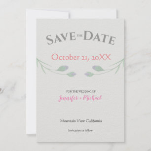 Hochzeit Minimalistische Ehe Chic Grau Floral Save The Date