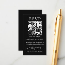 Hochzeit Minimalistische einfache QR Black UAWG Begleitkarte