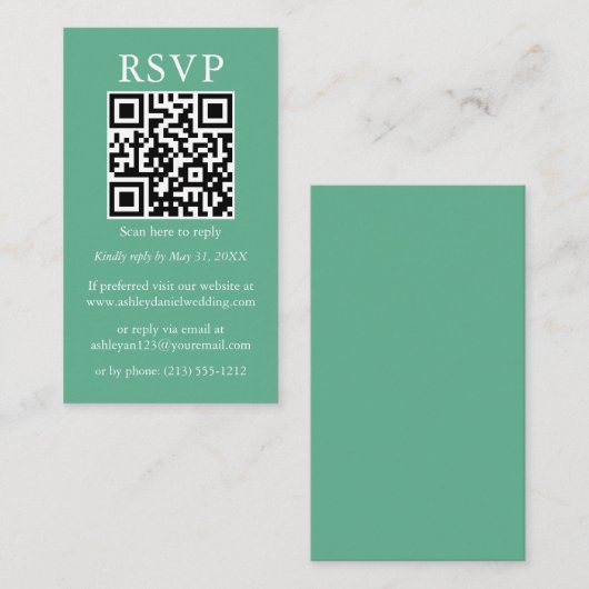 Hochzeit Minimalistische einfache QR UAWG Neo Mint Begleitkarte (Vorne/Hinten)