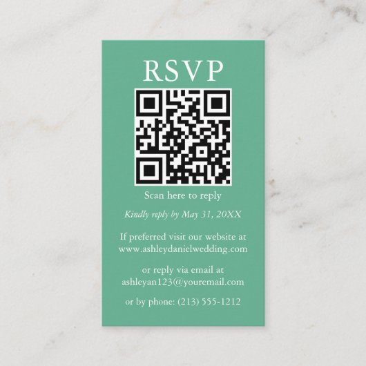 Hochzeit Minimalistische einfache QR UAWG Neo Mint Begleitkarte (Vorderseite)