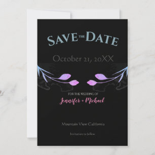 Hochzeit Minimalistische Eleganz Schwarze Blumen Save The Date