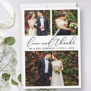 Hochzeit Minimalistische Kalligrafie 3 Fotos Liebe Dankeskarte