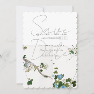 Hochzeit Minimalistische Kalligrafie Floral  Save The Date