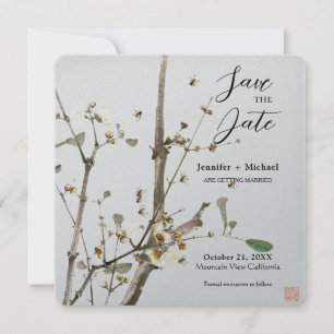 Hochzeit Minimalistische Kalligrafie Floral Save The Date