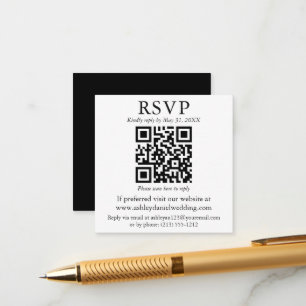 Hochzeit Minimalistische QR Schwarz-weiß Square UA Begleitkarte