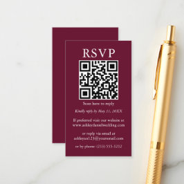 Hochzeit Minimalistische QR UAWG Burgundy Begleitkarte