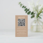 Hochzeit Minimalistische QR UAWG Foto Taupe Begleitkarte (Stehend Vorderseite)