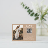Hochzeit Minimalistische Simple Taupe QR Foto UAWG Begleitkarte (Stehend Vorderseite)