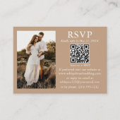 Hochzeit Minimalistische Simple Taupe QR Foto UAWG Begleitkarte (Vorderseite)
