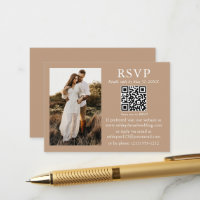 Hochzeit Minimalistische Simple Taupe QR Foto UAWG