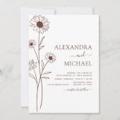 Hochzeit Minimalistischer botanischer Blumenstrauc Einladung (Vorderseite)