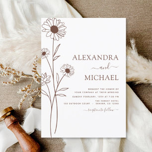 Hochzeit Minimalistischer botanischer Blumenstrauc Einladung