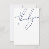 Hochzeit Minimalistischer Navy-Script-Typografie Dankeskarte (Rückseite)