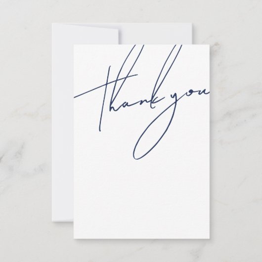 Hochzeit Minimalistischer Navy-Script-Typografie Dankeskarte (Rückseite)