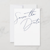 Hochzeit Minimalistischer Navy-Script-Typografie Save The Date (Rückseite)
