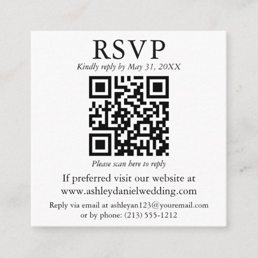 Hochzeit Minimalistischer QR-UAWG mit Simple Squar Begleitkarte (Vorderseite)