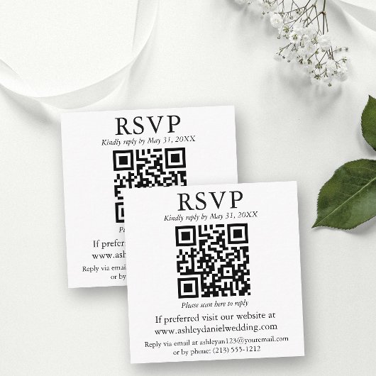 Hochzeit Minimalistischer QR-UAWG mit Simple Squar Begleitkarte