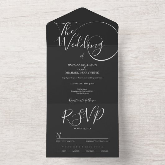 Hochzeit Minimalistischer Schrift All In One Einladung (Innen Boden)