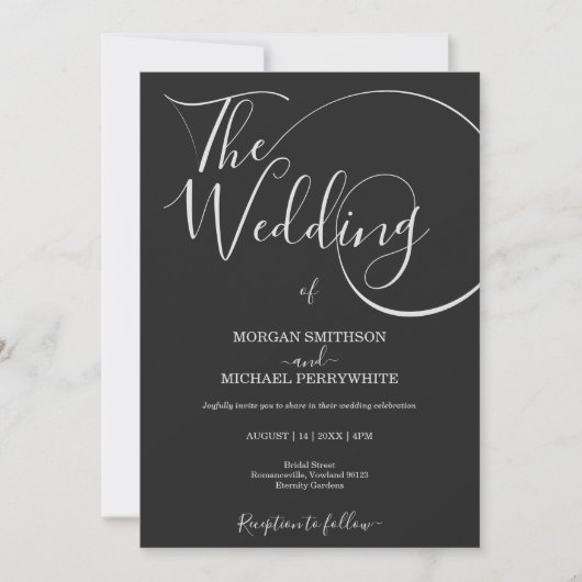 Hochzeit Minimalistischer Schrift Einladung (Vorderseite)