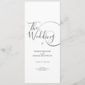 Hochzeit Minimalistischer Schrift Menükarte (Rückseite)