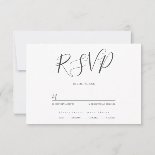Hochzeit Minimalistischer Schrift RSVP Karte (Vorderseite)