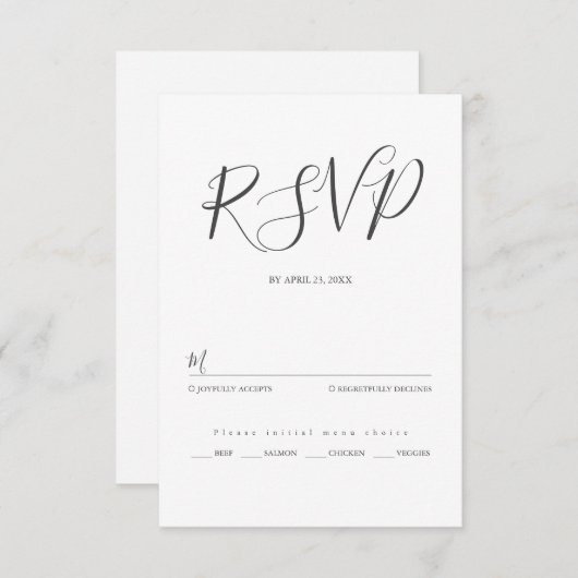 Hochzeit Minimalistischer Schrift RSVP Karte (Vorne/Hinten)