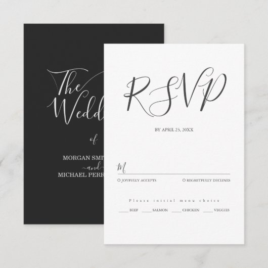 Hochzeit Minimalistischer Schrift RSVP Karte (Vorne/Hinten)