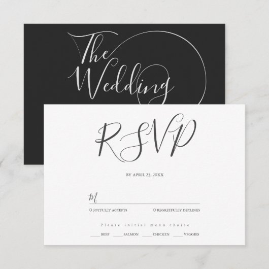 Hochzeit Minimalistischer Schrift RSVP Karte (Vorne/Hinten)