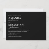 Hochzeit Minimalistischer Schwarz-weißer Typografi Einladung (Vorderseite)