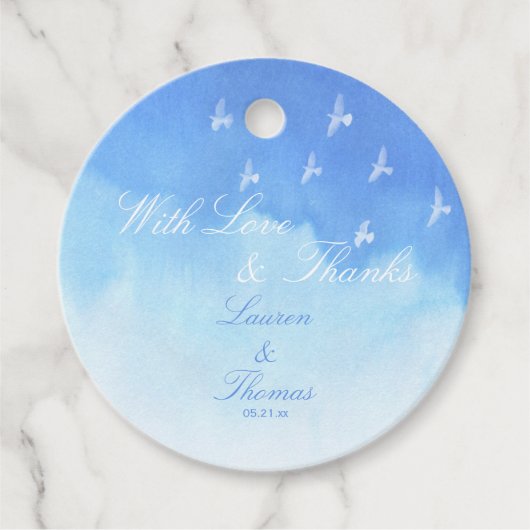 Hochzeit Minimalistischer Wasserfarben Geschenkanhänger (Vorderseite)