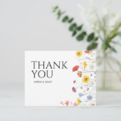 Hochzeit Minimalistischer wild lebender Blume Dankeskarte (Stehend Vorderseite)