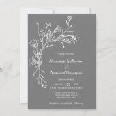 Hochzeit Minimalistischer Wildblumen Einladung (Vorderseite)