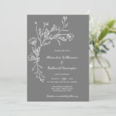 Hochzeit Minimalistischer Wildblumen Einladung (Stehend Vorderseite)