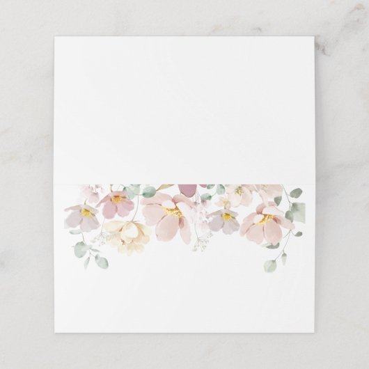 Hochzeit Minimalistischer Wildblumen Platzkarte (Außenseite Aufgefaltet)