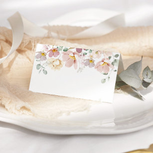 Hochzeit Minimalistischer Wildblumen Platzkarte