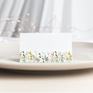Hochzeit Minimalistischer Wildblumen Platzkarte