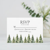 Hochzeit Minimalistischer Winterschneekiefern RSVP Karte (Stehend Vorderseite)