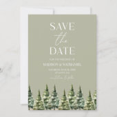Hochzeit Minimalistischer Winterschneekiefern Save The Date (Vorderseite)