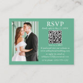 Hochzeit Minimalistisches Foto Neo Mint Green QR U Begleitkarte (Vorderseite)