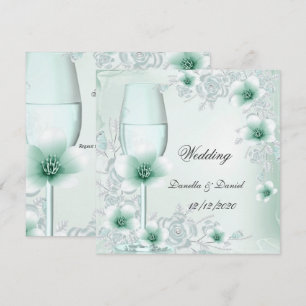 Hochzeit Mintgrüne Florale Blüten Rosen Einladung