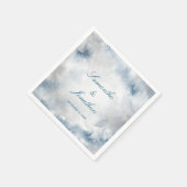 Hochzeit mit Abstraktem Wasser in Blau und Grau Serviette (Ecke)