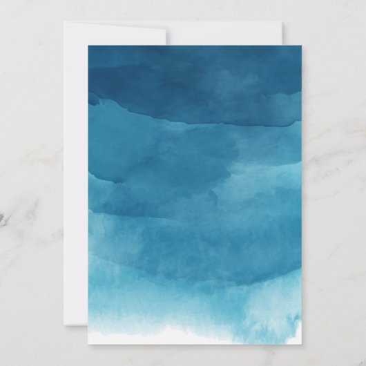 Hochzeit mit Abstrakter Wasserfarbe in Navy-Blue-K Einladung (Rückseite)