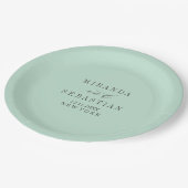 Hochzeit mit Aqua-Typografie Pappteller (Schrägansicht)