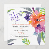 Hochzeit mit Aquarellblumen Einladung (Vorne/Hinten)