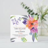 Hochzeit mit Aquarellblumen Einladung (Stehend Vorderseite)