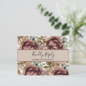 Hochzeit mit Aquarellblumen RSVP Einladung Postkar (Stehend Vorderseite)