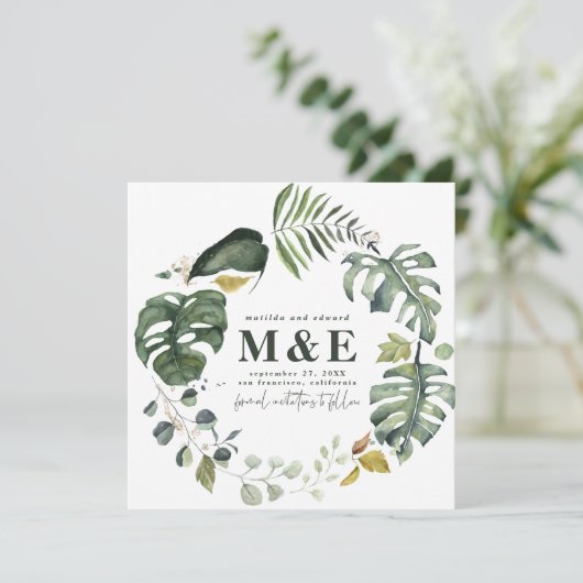 Hochzeit mit Aquarellblumen speichern Sie das Datu Save The Date (Stehend Vorderseite)